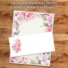 24 - Lined Stationary Sheets with 12  White Envelopes - Spring Design #031