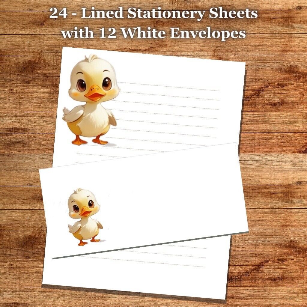 24 - Lined Stationary Sheets with 12  White Envelopes - Spring Design #041