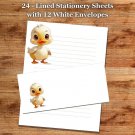 24 - Lined Stationary Sheets with 12  White Envelopes - Spring Design #041