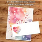 24 - Lined Stationary Sheets with 12  White Envelopes - Spring Design #036