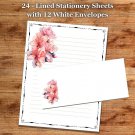 24 - Lined Stationary Sheets with 12  White Envelopes - Spring Design #027
