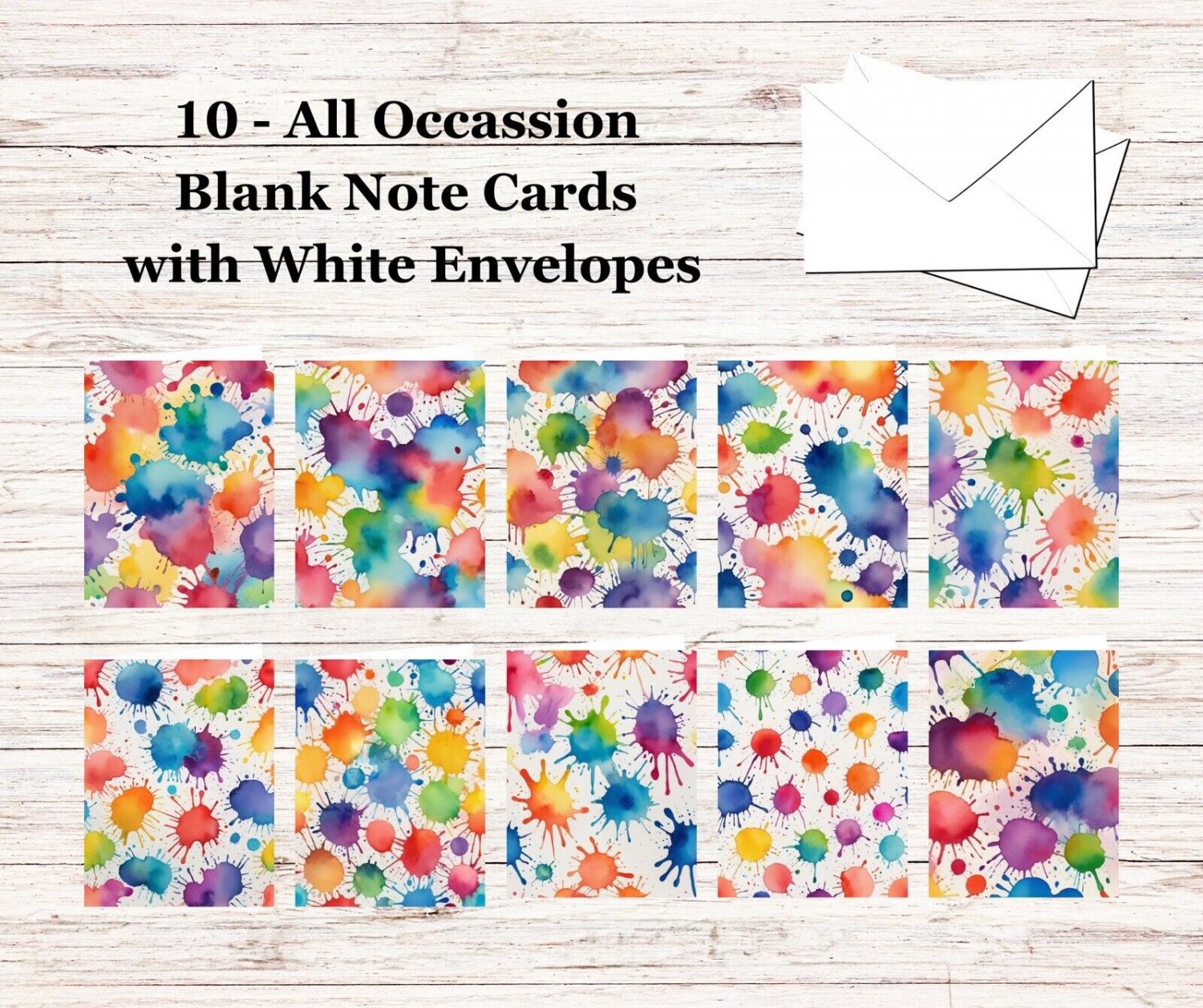 10 - Blank Note Cards (4x 5.12)  with Envelopes - All Occasion #019