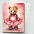 Bear Dancer Greeting Card & Envelope -  Watercolor Illustration - Blank A2