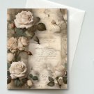 White Roses #1 Greeting Card & Envelope -  Watercolor Illustration - Blank A2