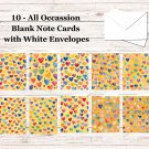10 - Blank Note Cards (4x 5.12)  with Envelopes - All Occasion #022