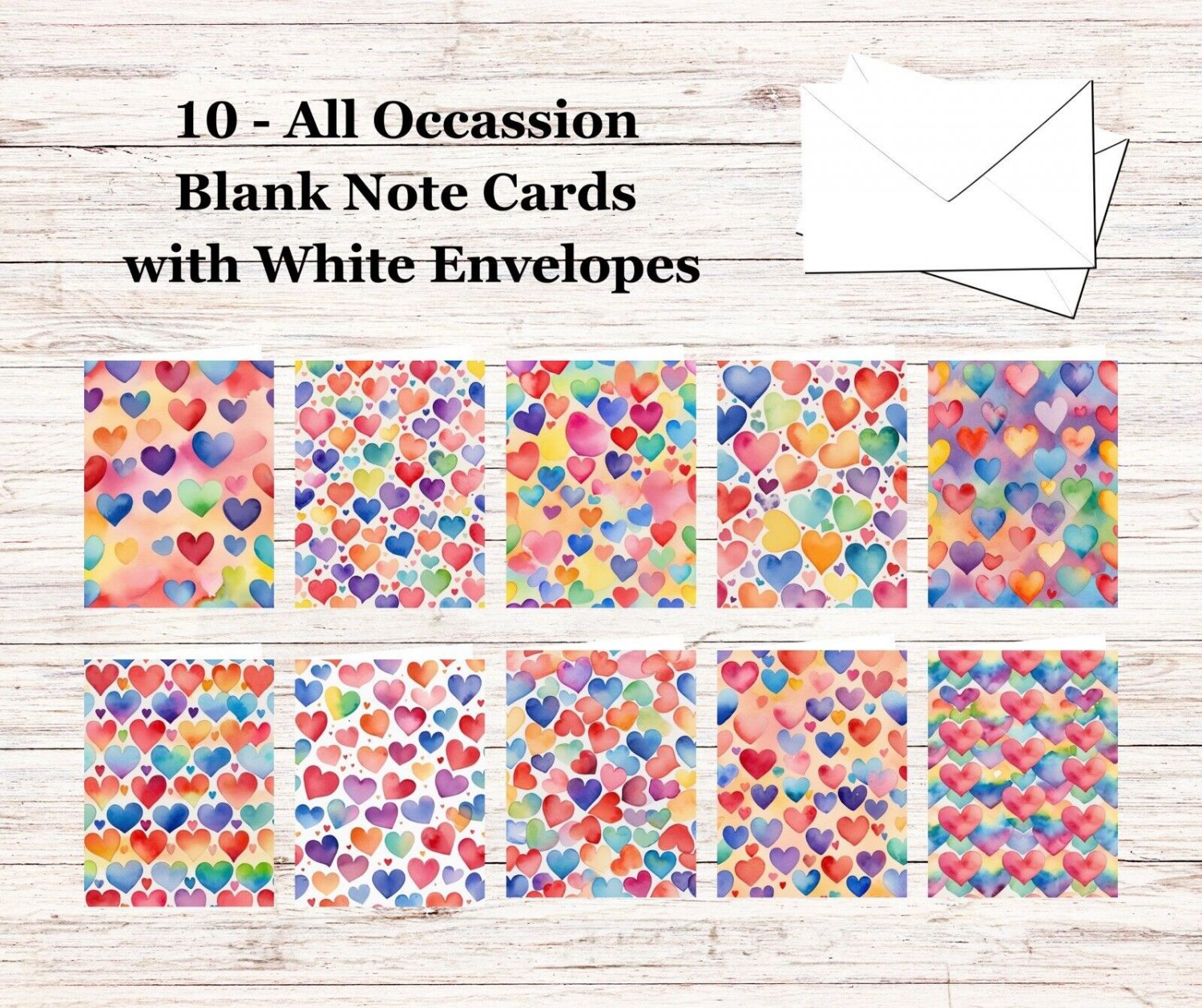 10 - Blank Note Cards (4x 5.12)  with Envelopes - All Occasion #023