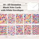 10 - Blank Note Cards (4x 5.12)  with Envelopes - All Occasion #023