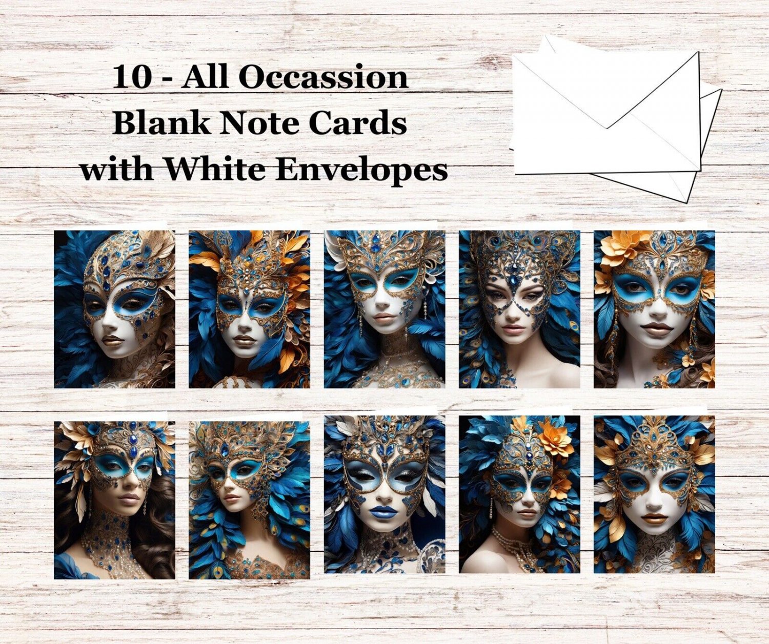 10 - Blank Note Cards (4x 5.12)  with Envelopes - All Occasion #005