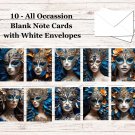 10 - Blank Note Cards (4x 5.12)  with Envelopes - All Occasion #005