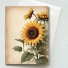 Sunflowers #4 Greeting Card & Envelope -  Watercolor Illustration - Blank A2