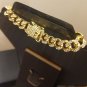 MENS 9 INCH 18k GOLD PLATED AAA+CUBIC ZIRCONIA CLUSTER CUBAN LINK CHAIN