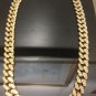 MENS 9 INCH 18k GOLD PLATED AAA+CUBIC ZIRCONIA CLUSTER CUBAN LINK CHAIN