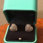 AAA+CUBIC ZIRCONIA CLUSTER .925 STERLING SILVER HEART EARRINGS,TIFFANY BOX,&MORE
