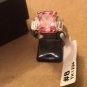 6.64 Ct Emerald Cut Rose Zirconia Stainless Steel Engagement Ring Womens Size 8