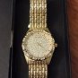 WOMENS GOLD LUXURIOUS DENVOSI AAA+CUBIC ZIRCONIA STAINLESS STEEL QUARTZ WATCH