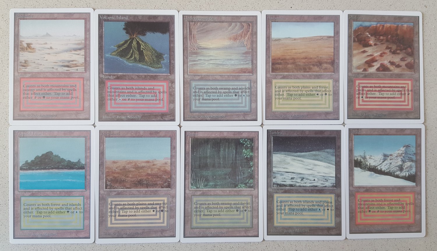 1x PROXY Set Unlimited Dual Lands Mtg 10 cards Underground Sea Volcanic Island Tropical Bayou Tundra