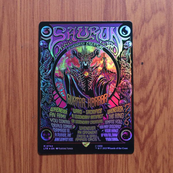 1x Mtg Proxy FOIL Sauron, the Dark Lord #744 The Lord of the Rings: Tales of Middle-earth (LTR)