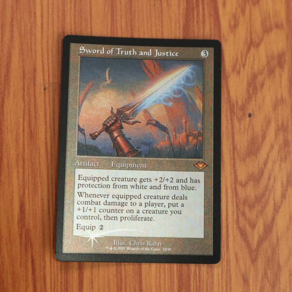 1x Mtg Proxy FOIL Sword of Truth and Justice #32 H1R Modern Horizons 1 Timeshifts Etched Foil