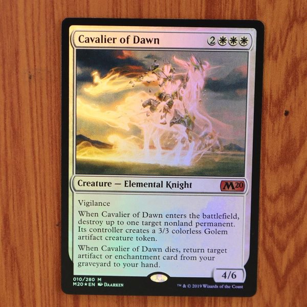 1x Mtg Proxy FOIL Cavalier of Dawn #10 M20 Core Set 2020 Foil magic the gathering