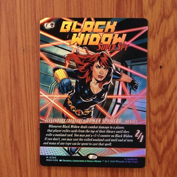 1x Mtg Proxy FOIL Black Widow, Super Spy #393 MSH Marvel Super Heroes Foil