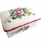 TIFFANY & CO Flower ceramic box trinket box Original hand painted France white glazed
