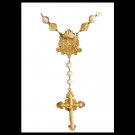 ROSARY PEARL NECKLACE with cross and medal laminated gold Original 1950s