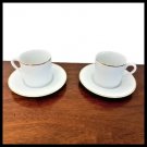 TIFFANY & CO 2 cups and plates for tea or coffee set white porcelain gold rim