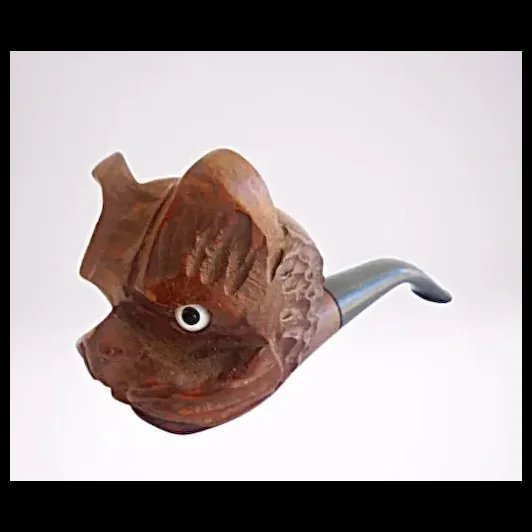 Wood pipe hand carved cat face smoking pipe hand made