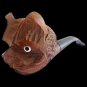 Wood pipe hand carved cat face smoking pipe hand made