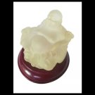 BUDDHA SCULPTURE of sitting BUDDHA in frosted satin glass 1970s