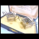 SALT & PEPPER SAUCERS table set by Matthew Linwood silver 800 1920s SALT & PEPPER SAUCERS table set by Matthew Linwood silver 800 1920s