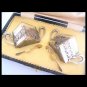 SALT & PEPPER SAUCERS table set by Matthew Linwood silver 800 1920s