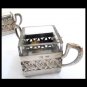 SALT & PEPPER SAUCERS table set by Matthew Linwood silver 800 1920s