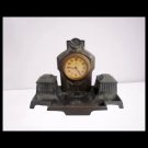 Junghans desk clock with ink STAND Original 1940s in bronze and pewter