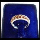 SILVER RING BAND with orange Swarovski pavè crystals & sterling silver Italy