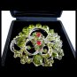 FLOWERS BROOCH made with Swarovski crystals green and red Original 1960s
