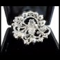 FLOWERS BROOCH made with Swarovski crystals green and red Original 1960s