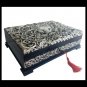 STERLING SILVER repousse & wood box Antique 1800s Made in England