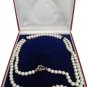 Long white pearls beaded necklace with Swarovski crystal closure In gift box