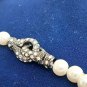 Long white pearls beaded necklace with Swarovski crystal closure In gift box