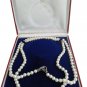 Long white pearls beaded necklace with Swarovski crystal closure In gift box