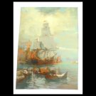 Manlio Furlanetto Venice Oil Painting on Copper Sailing Ship Grand Canal 1910s