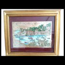 Sestri Levante watercolor and mixed techniques painting on silver 800 plaque