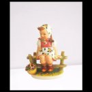 CARLO MOLLICA Majolica ceramic young girl with flowers Made in Italy 1940s
