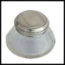 Large INKWELL in silver 800 and faceted crystal Made in Italy Original 1940s
