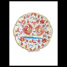 DERUTA SERVING PLATE for canape Majolica with red roosters Orvieto Italy cm28