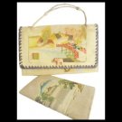 Hand bag in pig skin leather with matching wallet from China vintage 1950s Hand bag in pig skin leather with matching wallet from China vintage 1950s