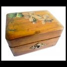 Wood box hand made & painted violets purple flowers for jewelry Italy 1940s