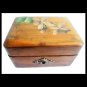 Wood box hand made & painted violets purple flowers for jewelry Italy 1940s