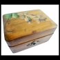 Wood box hand made & painted violets purple flowers for jewelry Italy 1940s